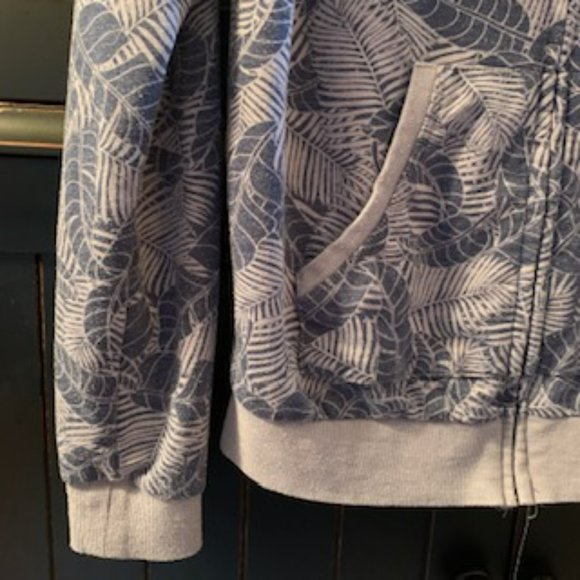 Others Follow gray & blue tropical leaf print hoodie - Picture 2 of 5